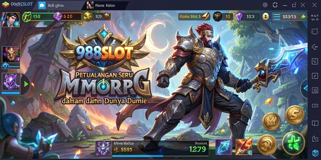 Screenshot gameplay 988SLOT menampilkan pertempuran seru dalam dunia MMORPG.
