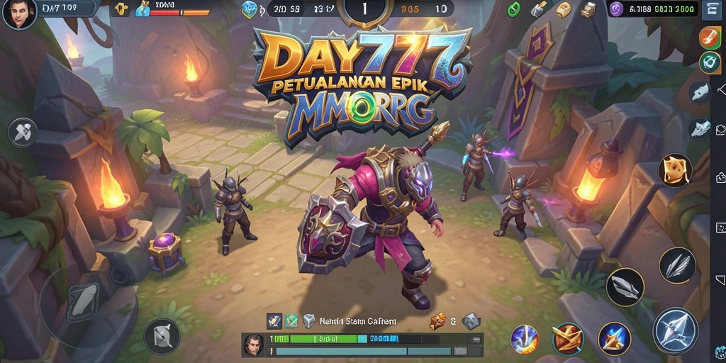 Tangkapan layar menunjukkan aksi seru dalam dunia MMORPG DAY777.