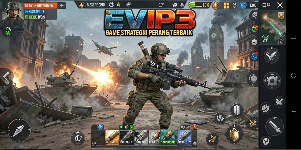 Screenshot gameplay EVIP3 menunjukkan aksi strategis yang mendebarkan.