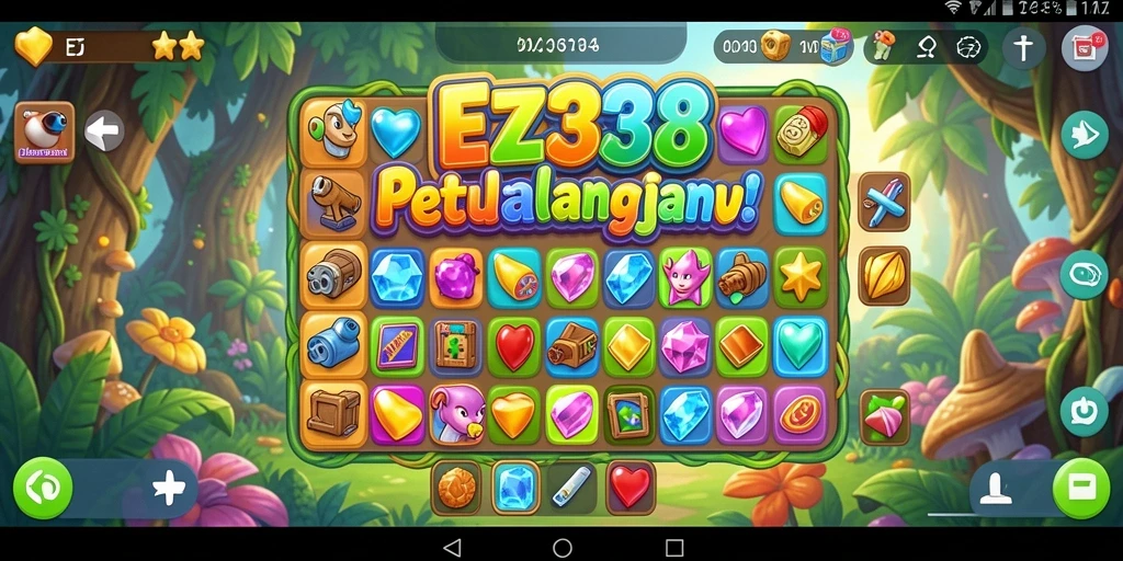 Tampilan gameplay seru di EZ338 dengan warna-warni ceria.