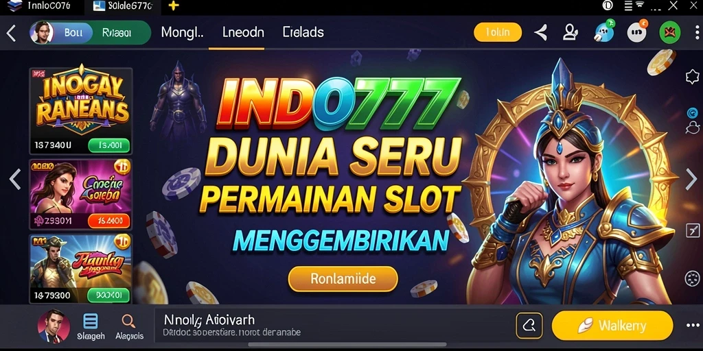 Screenshot gameplay INDO777 menampilkan gulungan slot yang cerah dan dinamis.