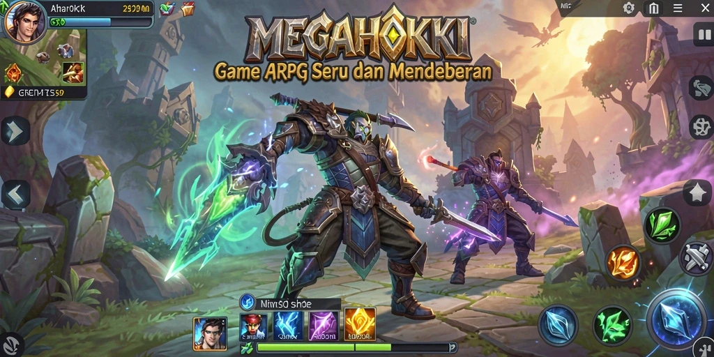 Screenshot gameplay MEGAHOKI yang menampilkan pertarungan seru.