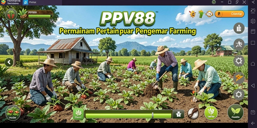 Screenshot gameplay PPV88 menampilkan aktivitas pertanian yang seru.